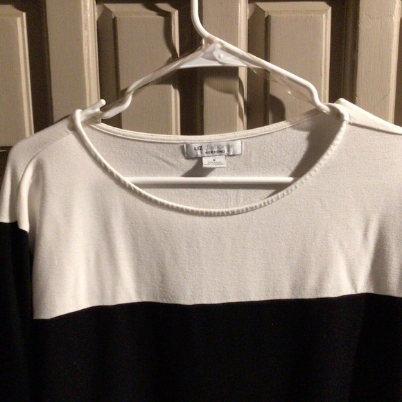 Liz Claiborne Top Women's SzM Blk/Wht Stretchy Nice Pre-Owned - Picture 4 of 7